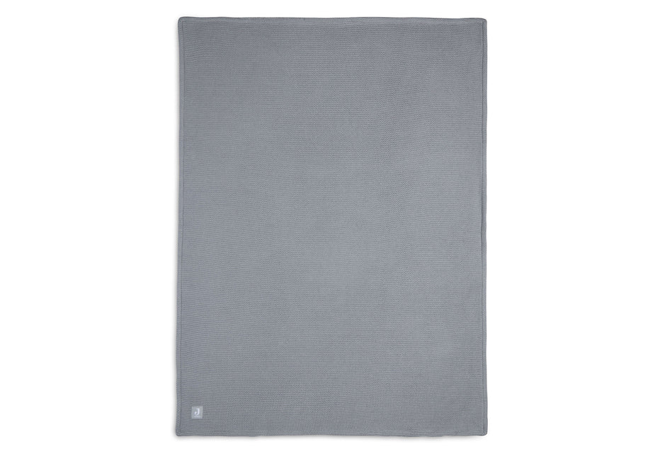 <tc>Jollein</tc> Couverture de berceau Basic Knit Stone Grey/Fleece 75x100cm