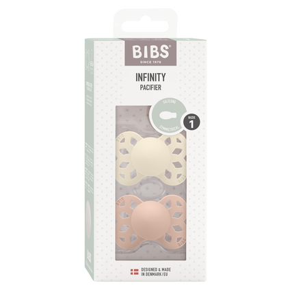 <tc>BIBS</tc> <tc>tétine</tc> Taille 1 silicone symétrique ivoire/blush 2pcs.