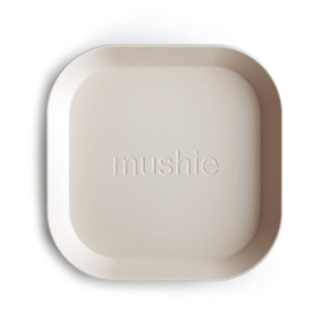 <tc>Mushie</tc> Assiette bébé carrée ivoire 2pcs