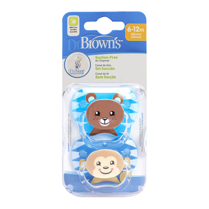 <tc>Dr. Brown's</tc> <tc>tétine</tc>Phase 2 Bleu, pack de 2 visages d&#39;animaux