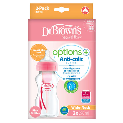 <tc>Dr. Brown's</tc> Options + Bouteille à col large 270ml duopack rose