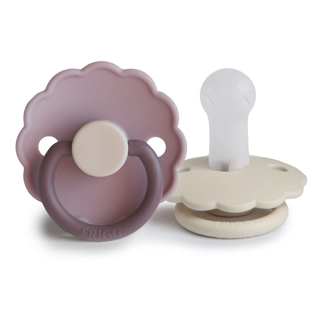 <tc>Frigg</tc> <tc>tétine</tc> Taille 2 Daisy Bloom Lav.Silicone Haze/Crème 2-Pack