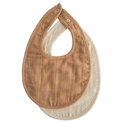 <tc>Mushie</tc> Bib Tan/Fog 2pcs