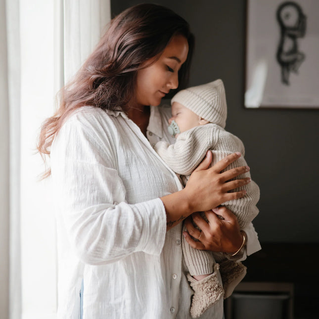 <tc>Mushie</tc> Bonnet de bébé Chunky Knit Beige