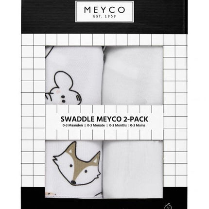 <tc>Meyco</tc> Couverture-éponge Animal/Uni Blanc 0-3 mois 2pcs