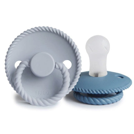 <tc>Frigg</tc> <tc>tétine</tc> Corde taille 1 Ocean View/Bleu poudre Silicone 2-Pack