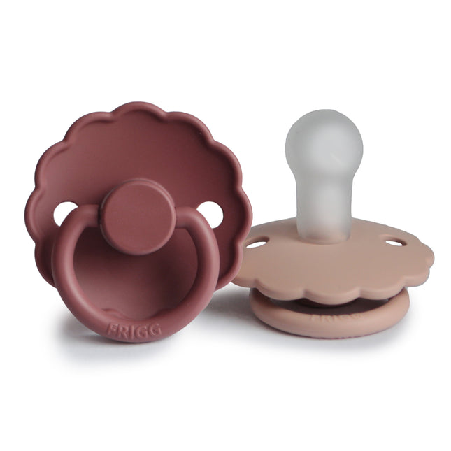 <tc>Frigg</tc> <tc>tétine</tc> Taille 1 Daisy Baby Blush/Woodch Silicone 2-Pack