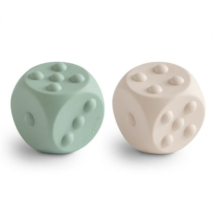 <tc>Mushie</tc> Jouet éducatif Dice Cambridge Blue/ Shitting Sands 2pcs