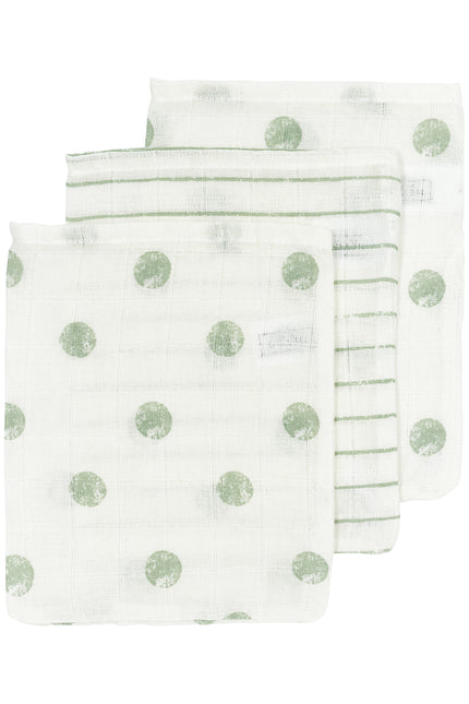 <tc>Meyco</tc> Gant de toilette 3St Dot Stripe Soft Green