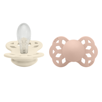 <tc>BIBS</tc> <tc>tétine</tc> Taille 2 silicone symétrique ivoire/blush 2pcs.