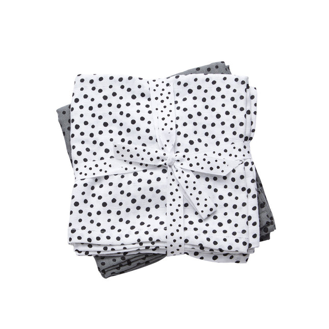 <tc>Done by Deer</tc> Chiffon hydrophile Happy Dots Gris 2pcs