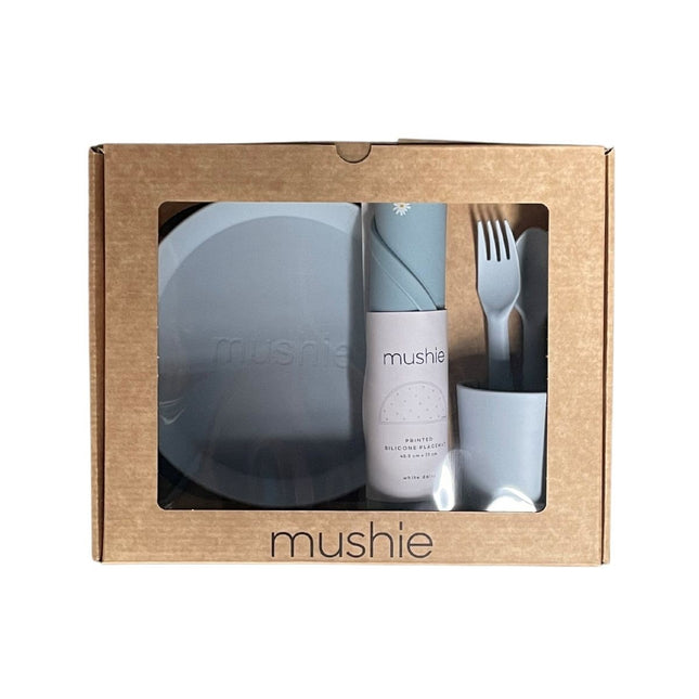 <tc>Mushie</tc> Giftbox Set de table pour enfants rond bleu poudré