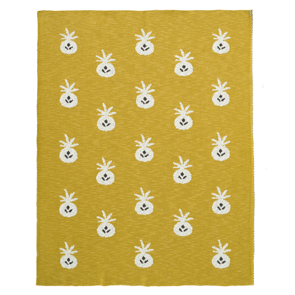 <tc>Fresk</tc> Couverture de berceau tricotée Ananas Moutarde 80x100cm