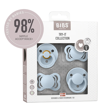 <tc>BIBS</tc> <tc>tétine</tc> Kit de test taille 1 Baby Blue