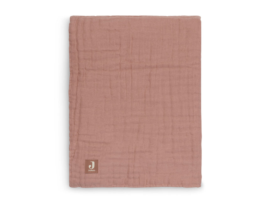 <tc>Jollein</tc> Couverture de berceau en coton froissé bois de rose 120x120cm