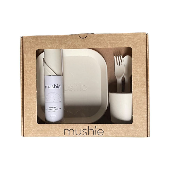 <tc>Mushie</tc> Giftbox Service de vaisselle pour enfants Carré Ivoire