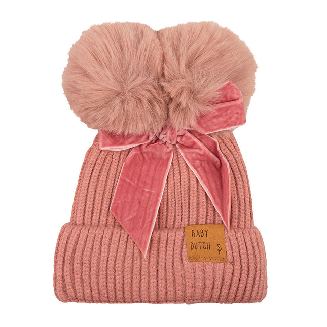 <tc>Baby Dutch</tc> Chapeau bébé hiver avec nœud Vieux rose