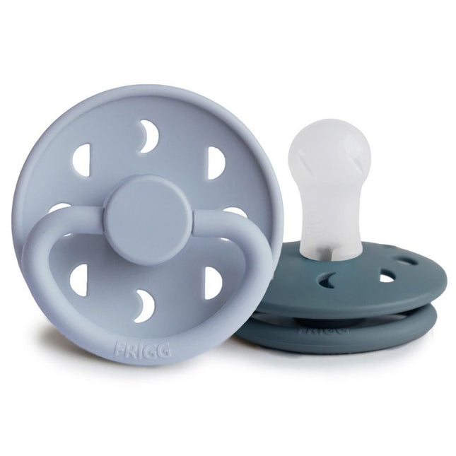 <tc>Frigg</tc> <tc>tétine</tc> Taille 1 Silicone bleu poudré/ ardoise Moon 2-Pack