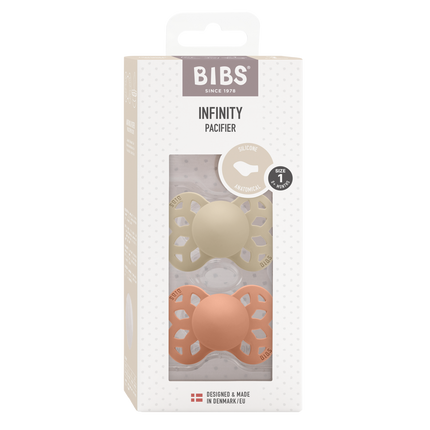 <tc>BIBS</tc> <tc>tétine</tc> Taille 1 Silicone Anatomique Vanille/Pêche 2pcs.