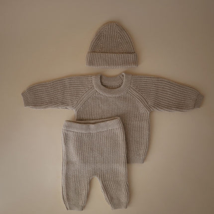 <tc>Mushie</tc> Bonnet de bébé Chunky Knit Beige