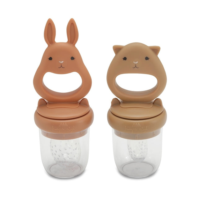 <tc>Konges Slojd</tc> Ensemble de couverts pour bébé Sucette en silicone pour l'alimentation des fruits Amande/Terracotta 2pcs