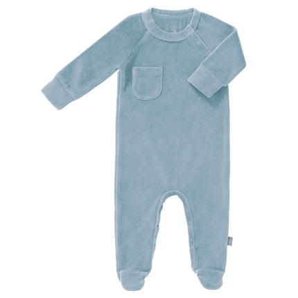 <tc>Fresk</tc> Pyjama pour bébé en velours avec pieds Bleu brouillard