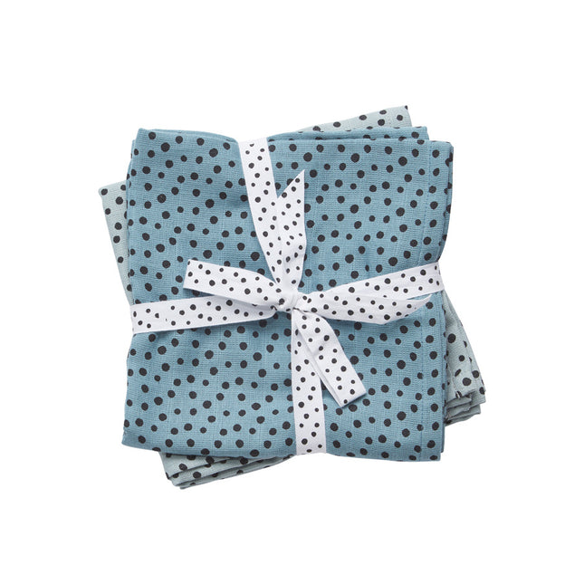 <tc>Done by Deer</tc> Chiffon hydrophile Happy Dots Bleu 2pcs