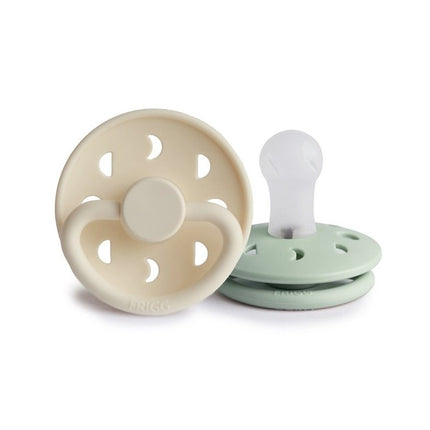 <tc>Frigg</tc> <tc>tétine</tc> Taille 1 Crème de lune/Sage Silicone 2-Pack