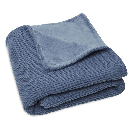 <tc>Jollein</tc> Couverture de berceau Basic Knit Jeans Blue/Fleece 75x100cm