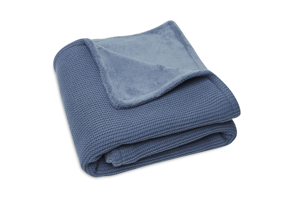 <tc>Jollein</tc> Couverture de berceau Basic Knit Jeans Blue/Fleece 75x100cm