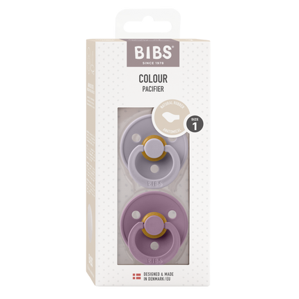 <tc>BIBS</tc> <tc>tétine</tc> Taille 1 Latex Anatomique Fossile Gris/Mauve 2pcs.