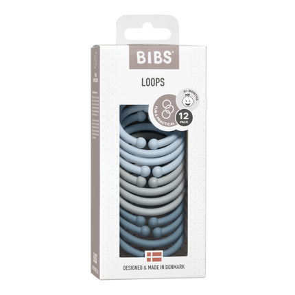 <tc>BIBS</tc> Anneaux de jeu Baby Blue/Cloud/Petrol 12pcs