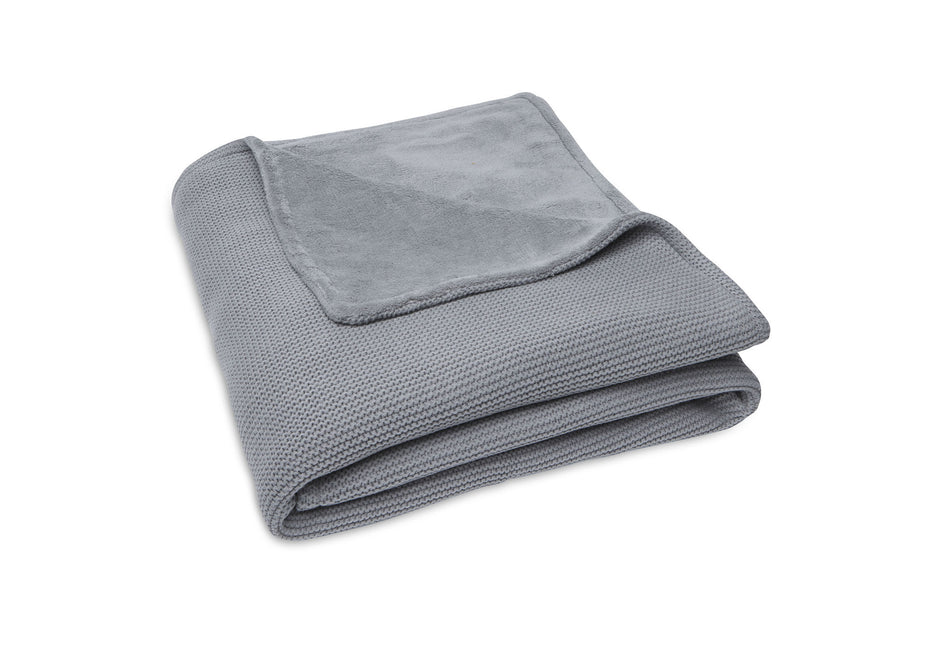 <tc>Jollein</tc> Couverture de lit Basic Knit Stone Grey/Fleece 100x150cm