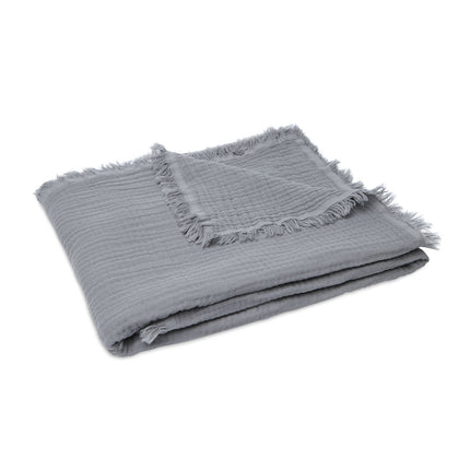 <tc>Jollein</tc> Couverture de lit d'enfant Muslin Fringe Storm Grey 120x120cm