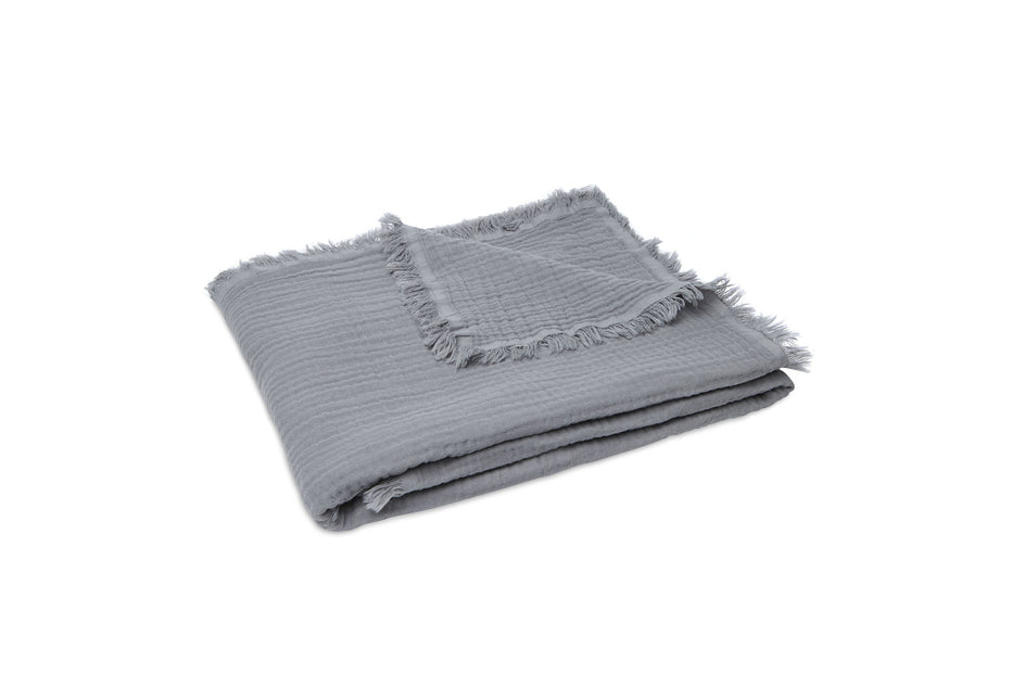 <tc>Jollein</tc> Couverture de lit d'enfant Muslin Fringe Storm Grey 120x120cm