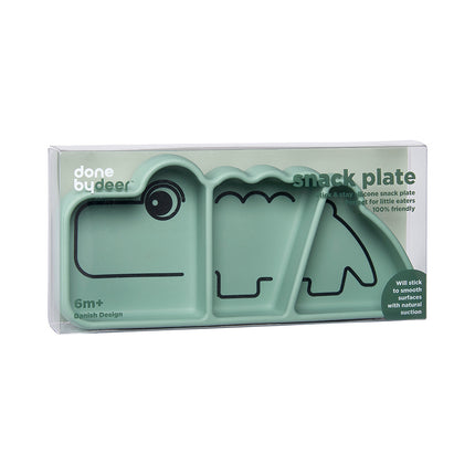 <tc>Done by Deer</tc> Assiette bébé Silicone Stick&Stay Croco Vert