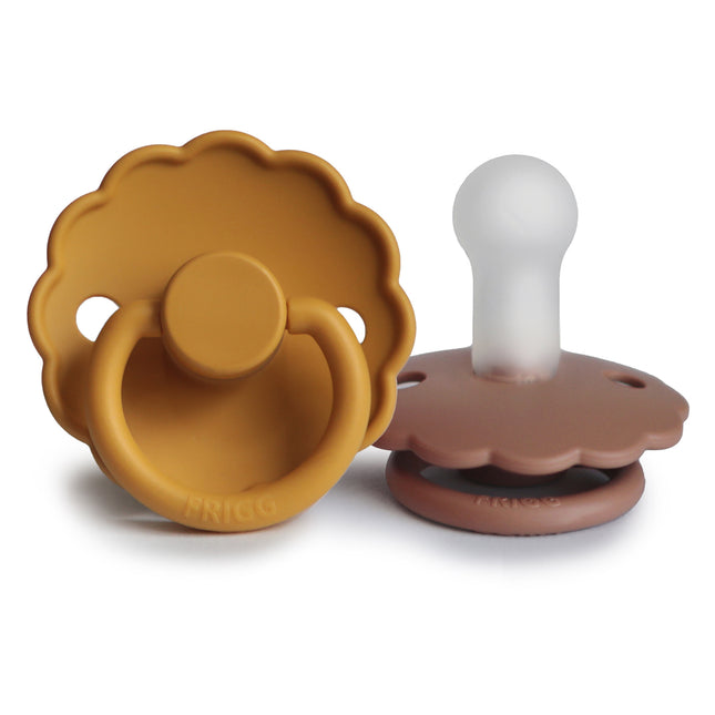 <tc>Frigg</tc> <tc>tétine</tc> Taille 2 Daisy Honey Gold/Rose G. Silicone 2-Pack