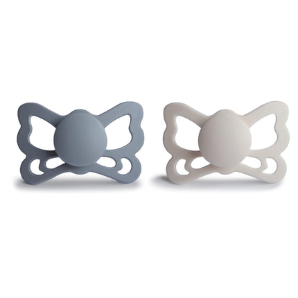 <tc>Frigg</tc> <tc>tétine</tc> Taille 2 papillon grand gris/gris argenté silicone 2-Pack.