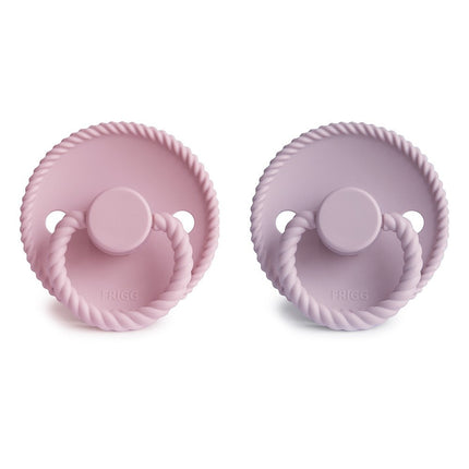 <tc>Frigg</tc> <tc>tétine</tc> Corde Taille 2 Rose bébé/Lilas doux Silicone 2-Pack