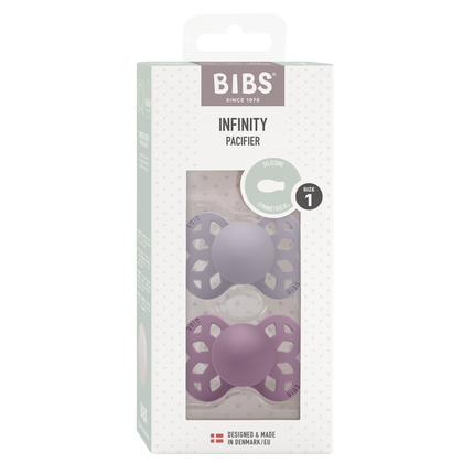 <tc>BIBS</tc> <tc>tétine</tc> Taille 1 silicone symétrique fossile gris/mauve 2pcs.