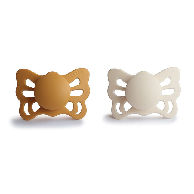 <tc>Frigg</tc> <tc>tétine</tc> Taille 1 Butterfly Honey Gold/Cream Silicone 2-Pack