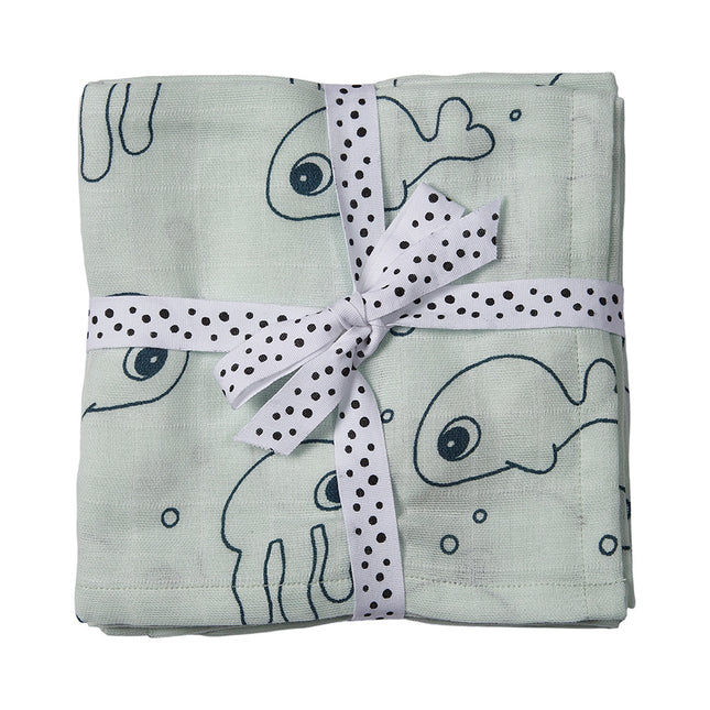 <tc>Done by Deer</tc> Couverture d'emmaillotage Sea Friends Blue 2pcs