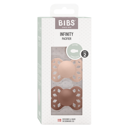 <tc>BIBS</tc> <tc>tétine</tc> Taille 2 Silicone Symétrique Blush/Woodchuck 2pcs