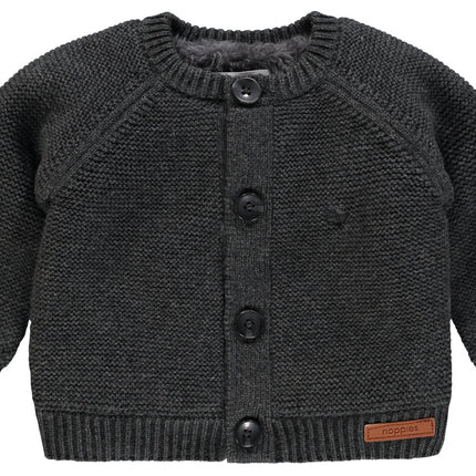 <tc>Noppies</tc> Cardigan bébé tricoté Dani Teddy Doublure Gris foncé Mélange