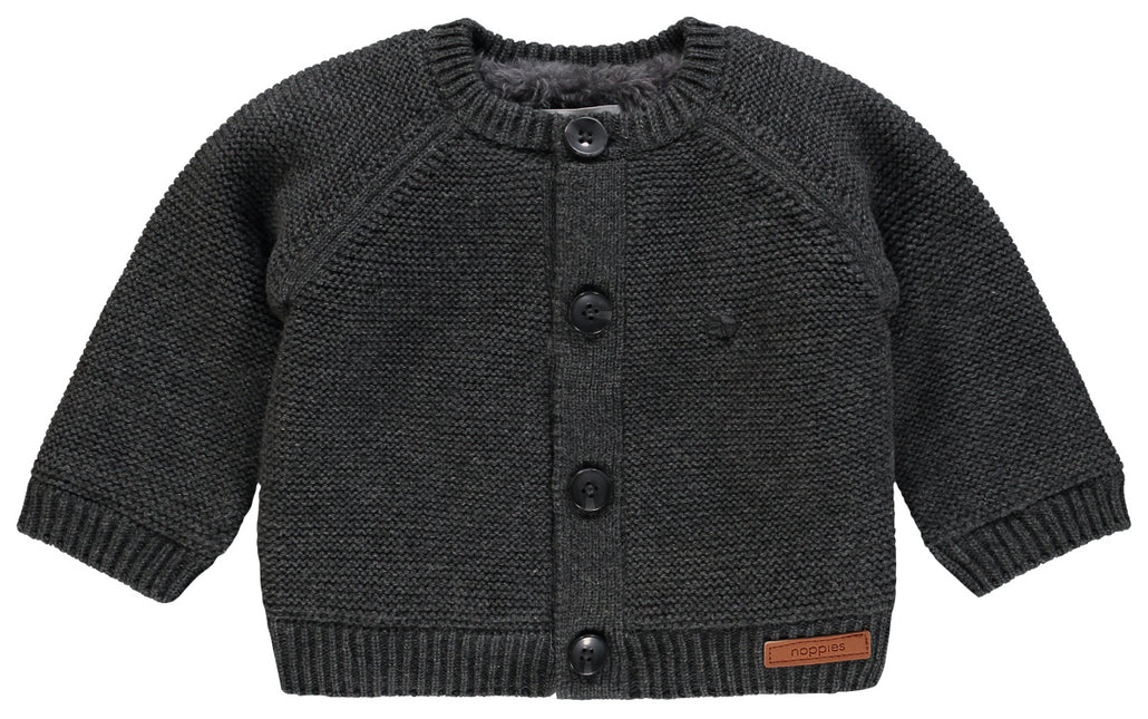 <tc>Noppies</tc> Cardigan bébé tricoté Dani Teddy Doublure Gris foncé Mélange