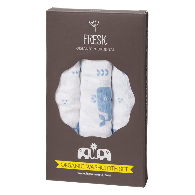 <tc>Fresk</tc> Gant de toilette Baleine Brume 3pcs