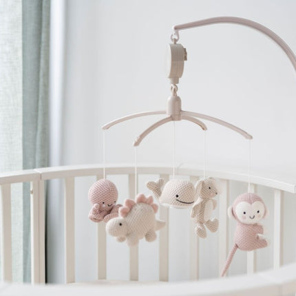 <tc>Baby's Only</tc> Animaux mobiles musicaux Vieux rose/Lin chaud