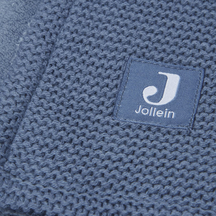 <tc>Jollein</tc> Couverture de berceau Basic Knit Jeans Blue/Fleece 75x100cm