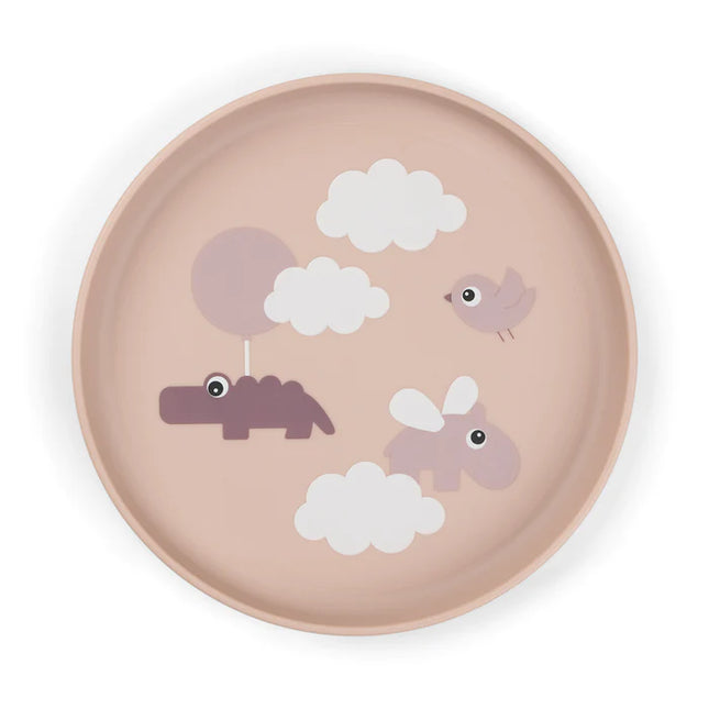 <tc>Done by Deer</tc> Baby plate Happy Clouds Powder Round