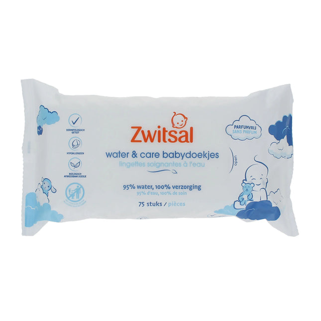 <tc>Zwitsal</tc> Lingettes pour bébés Water & Care 75St